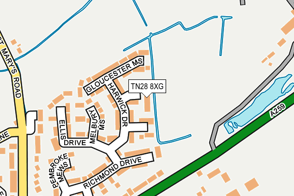 TN28 8XG map - OS OpenMap – Local (Ordnance Survey) TN28 8XG map - OS OpenMap – Local (Ordnance Survey)