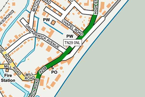 TN29 0NL map - OS OpenMap – Local (Ordnance Survey) TN29 0NL map - OS OpenMap – Local (Ordnance Survey)