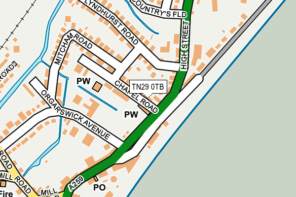 TN29 0TB map - OS OpenMap – Local (Ordnance Survey) TN29 0TB map - OS OpenMap – Local (Ordnance Survey)