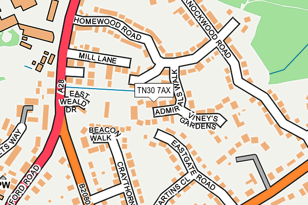 TN30 7AX map - OS OpenMap – Local (Ordnance Survey) TN30 7AX map - OS OpenMap – Local (Ordnance Survey)