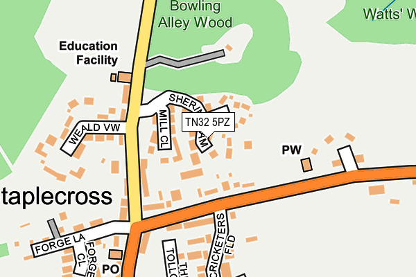 TN32 5PZ map - OS OpenMap – Local (Ordnance Survey) TN32 5PZ map - OS OpenMap – Local (Ordnance Survey)