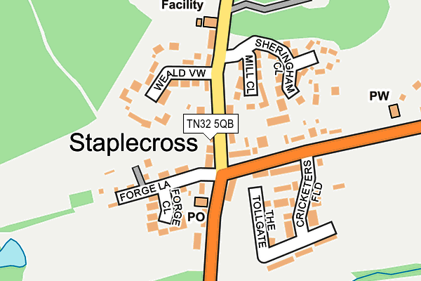 TN32 5QB map - OS OpenMap – Local (Ordnance Survey) TN32 5QB map - OS OpenMap – Local (Ordnance Survey)