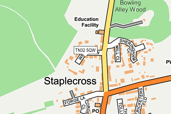 TN32 5QW map - OS OpenMap – Local (Ordnance Survey) TN32 5QW map - OS OpenMap – Local (Ordnance Survey)