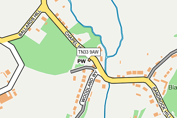 TN33 9AW map - OS OpenMap – Local (Ordnance Survey) TN33 9AW map - OS OpenMap – Local (Ordnance Survey)