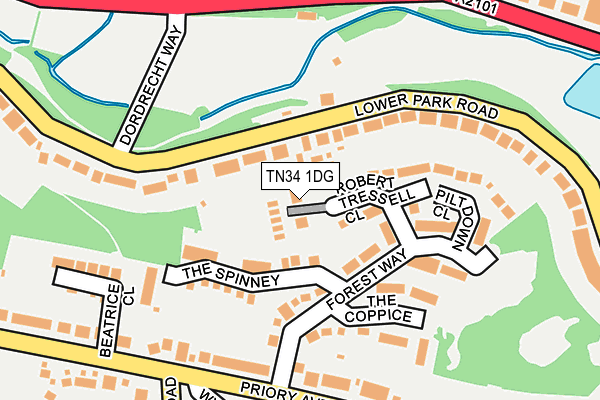 TN34 1DG map - OS OpenMap – Local (Ordnance Survey) TN34 1DG map - OS OpenMap – Local (Ordnance Survey)