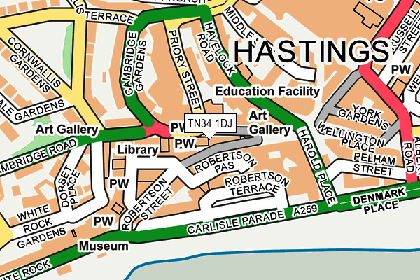 TN34 1DJ map - OS OpenMap – Local (Ordnance Survey) TN34 1DJ map - OS OpenMap – Local (Ordnance Survey)