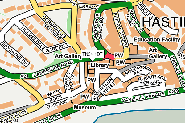 TN34 1DT map - OS OpenMap – Local (Ordnance Survey) TN34 1DT map - OS OpenMap – Local (Ordnance Survey)