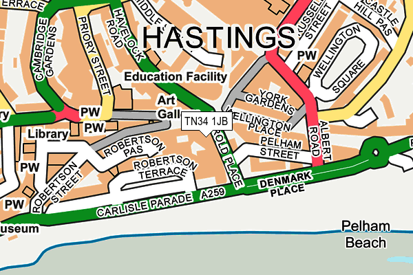 TN34 1JB map - OS OpenMap – Local (Ordnance Survey) TN34 1JB map - OS OpenMap – Local (Ordnance Survey)