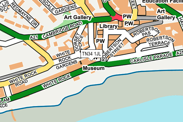 TN34 1JL map - OS OpenMap – Local (Ordnance Survey) TN34 1JL map - OS OpenMap – Local (Ordnance Survey)