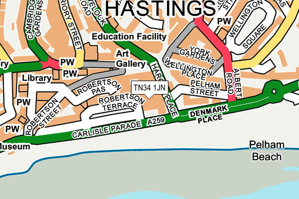 TN34 1JN map - OS OpenMap – Local (Ordnance Survey) TN34 1JN map - OS OpenMap – Local (Ordnance Survey)