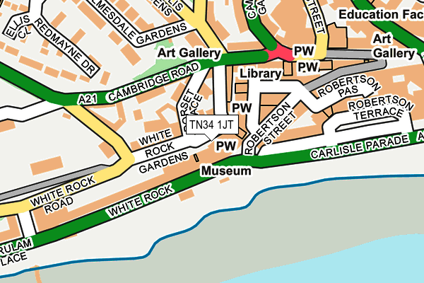 TN34 1JT map - OS OpenMap – Local (Ordnance Survey) TN34 1JT map - OS OpenMap – Local (Ordnance Survey)