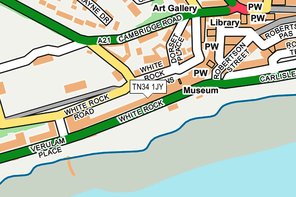 TN34 1JY map - OS OpenMap – Local (Ordnance Survey) TN34 1JY map - OS OpenMap – Local (Ordnance Survey)