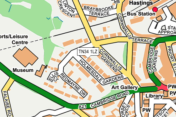 TN34 1LZ map - OS OpenMap – Local (Ordnance Survey) TN34 1LZ map - OS OpenMap – Local (Ordnance Survey)