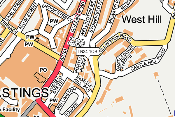 TN34 1QB map - OS OpenMap – Local (Ordnance Survey) TN34 1QB map - OS OpenMap – Local (Ordnance Survey)