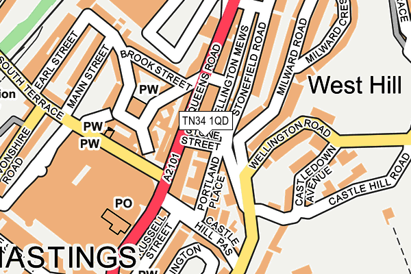 TN34 1QD map - OS OpenMap – Local (Ordnance Survey) TN34 1QD map - OS OpenMap – Local (Ordnance Survey)