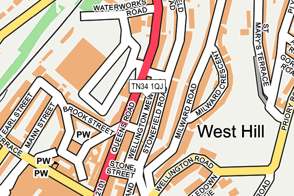 TN34 1QJ map - OS OpenMap – Local (Ordnance Survey) TN34 1QJ map - OS OpenMap – Local (Ordnance Survey)