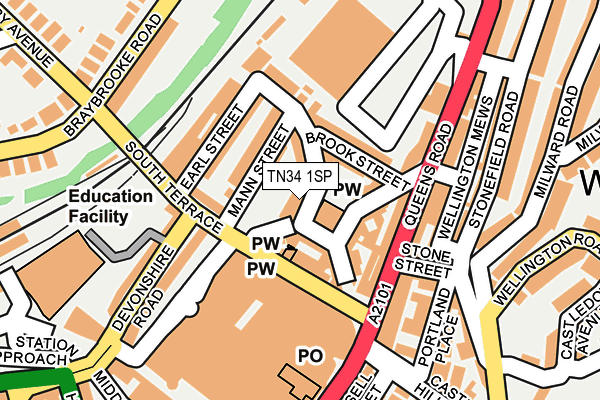 TN34 1SP map - OS OpenMap – Local (Ordnance Survey) TN34 1SP map - OS OpenMap – Local (Ordnance Survey)