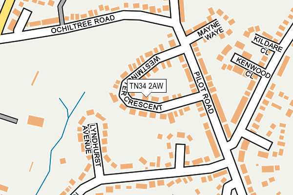 TN34 2AW map - OS OpenMap – Local (Ordnance Survey) TN34 2AW map - OS OpenMap – Local (Ordnance Survey)