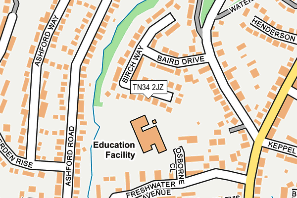 TN34 2JZ map - OS OpenMap – Local (Ordnance Survey) TN34 2JZ map - OS OpenMap – Local (Ordnance Survey)