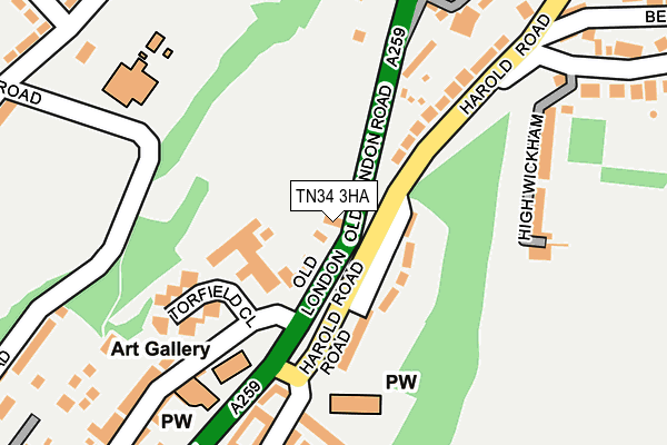 TN34 3HA map - OS OpenMap – Local (Ordnance Survey) TN34 3HA map - OS OpenMap – Local (Ordnance Survey)
