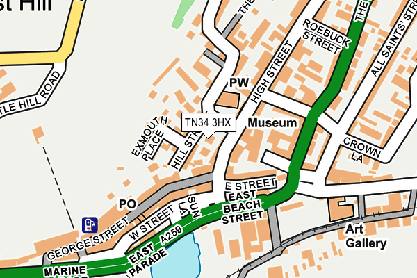 TN34 3HX map - OS OpenMap – Local (Ordnance Survey) TN34 3HX map - OS OpenMap – Local (Ordnance Survey)