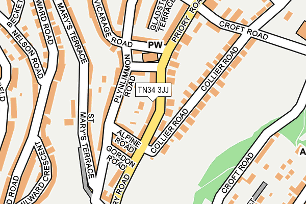 TN34 3JJ map - OS OpenMap – Local (Ordnance Survey) TN34 3JJ map - OS OpenMap – Local (Ordnance Survey)