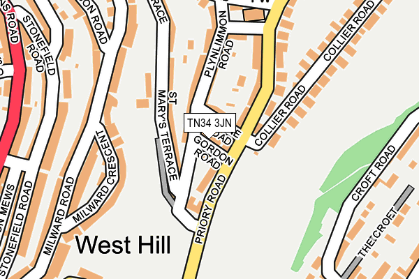 TN34 3JN map - OS OpenMap – Local (Ordnance Survey) TN34 3JN map - OS OpenMap – Local (Ordnance Survey)