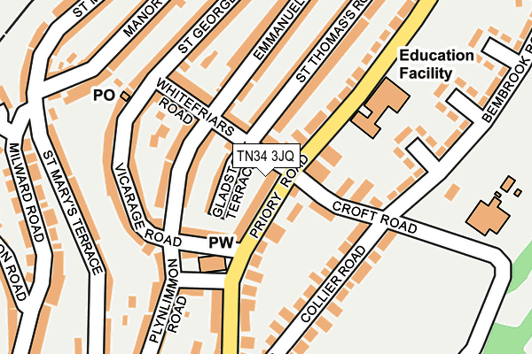 TN34 3JQ map - OS OpenMap – Local (Ordnance Survey) TN34 3JQ map - OS OpenMap – Local (Ordnance Survey)