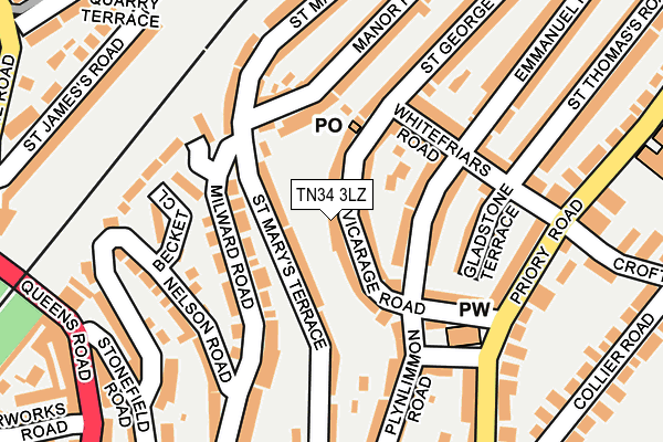 TN34 3LZ map - OS OpenMap – Local (Ordnance Survey) TN34 3LZ map - OS OpenMap – Local (Ordnance Survey)