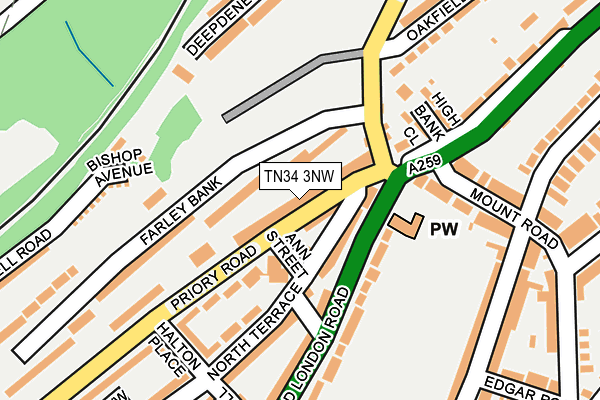TN34 3NW map - OS OpenMap – Local (Ordnance Survey) TN34 3NW map - OS OpenMap – Local (Ordnance Survey)