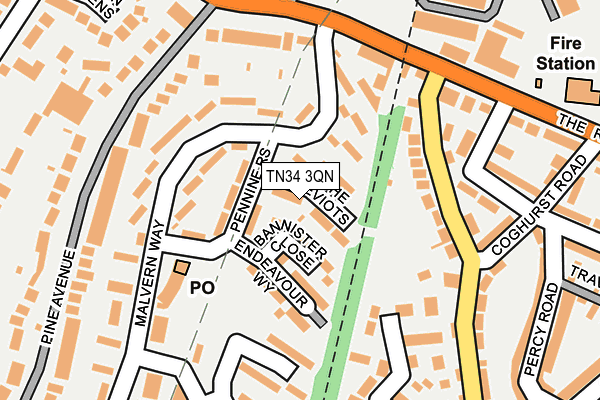 TN34 3QN map - OS OpenMap – Local (Ordnance Survey) TN34 3QN map - OS OpenMap – Local (Ordnance Survey)