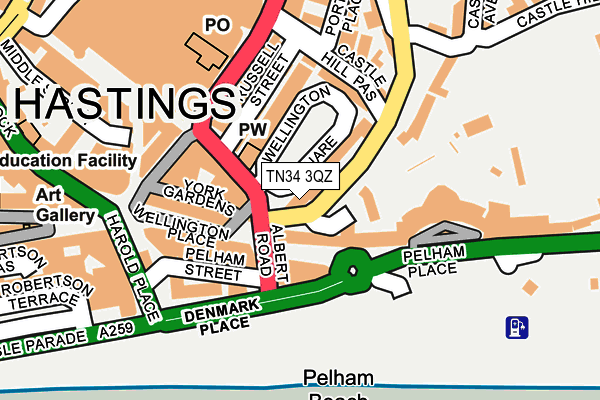 TN34 3QZ map - OS OpenMap – Local (Ordnance Survey)