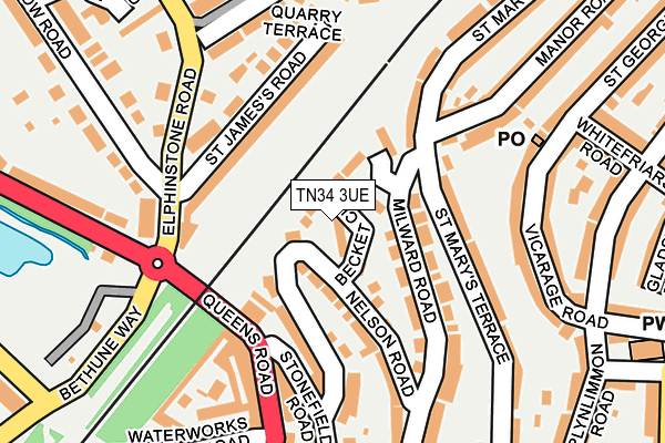 TN34 3UE map - OS OpenMap – Local (Ordnance Survey) TN34 3UE map - OS OpenMap – Local (Ordnance Survey)