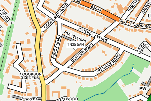 TN35 5AN map - OS OpenMap – Local (Ordnance Survey) TN35 5AN map - OS OpenMap – Local (Ordnance Survey)