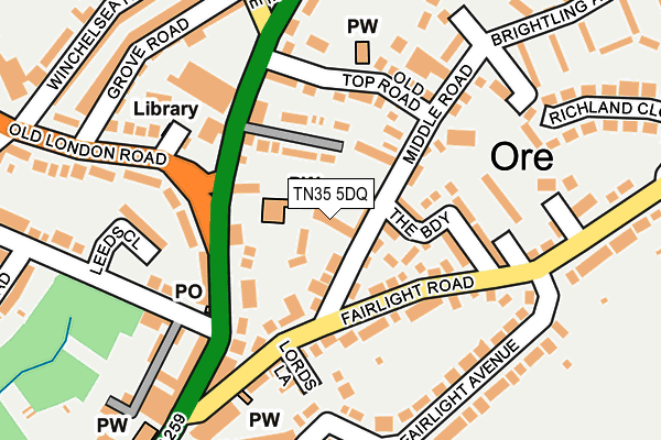 TN35 5DQ map - OS OpenMap – Local (Ordnance Survey) TN35 5DQ map - OS OpenMap – Local (Ordnance Survey)