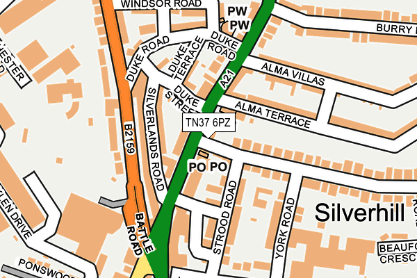 TN37 6PZ map - OS OpenMap – Local (Ordnance Survey) TN37 6PZ map - OS OpenMap – Local (Ordnance Survey)