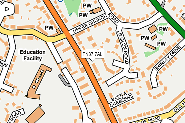 TN37 7AL map - OS OpenMap – Local (Ordnance Survey) TN37 7AL map - OS OpenMap – Local (Ordnance Survey)