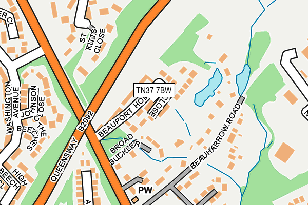 TN37 7BW map - OS OpenMap – Local (Ordnance Survey) TN37 7BW map - OS OpenMap – Local (Ordnance Survey)