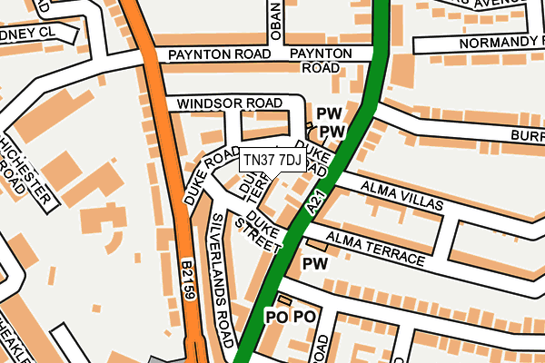 TN37 7DJ map - OS OpenMap – Local (Ordnance Survey) TN37 7DJ map - OS OpenMap – Local (Ordnance Survey)