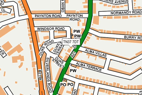 TN37 7DT map - OS OpenMap – Local (Ordnance Survey) TN37 7DT map - OS OpenMap – Local (Ordnance Survey)