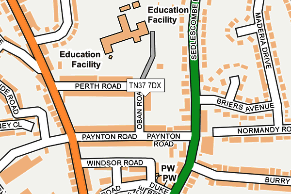 TN37 7DX map - OS OpenMap – Local (Ordnance Survey) TN37 7DX map - OS OpenMap – Local (Ordnance Survey)