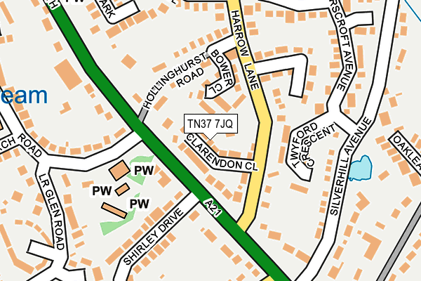TN37 7JQ map - OS OpenMap – Local (Ordnance Survey) TN37 7JQ map - OS OpenMap – Local (Ordnance Survey)