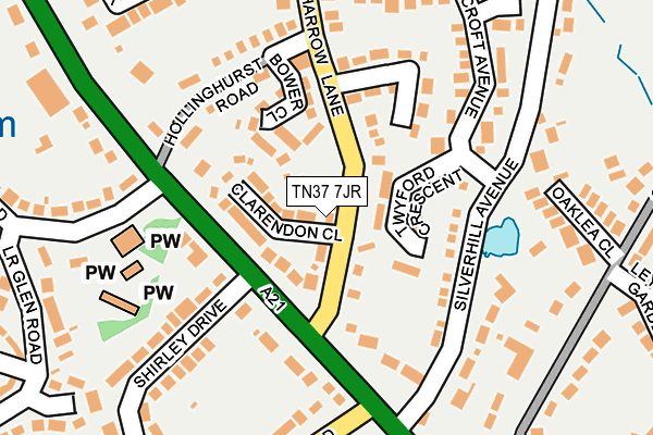 TN37 7JR map - OS OpenMap – Local (Ordnance Survey) TN37 7JR map - OS OpenMap – Local (Ordnance Survey)