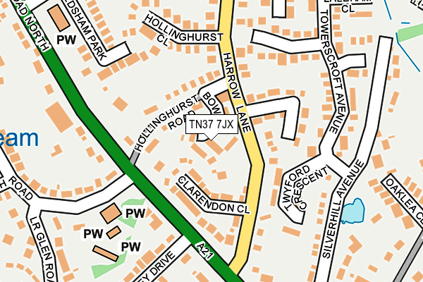 TN37 7JX map - OS OpenMap – Local (Ordnance Survey) TN37 7JX map - OS OpenMap – Local (Ordnance Survey)