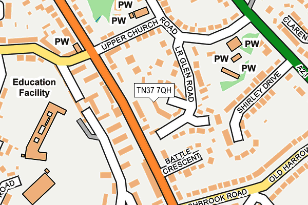 TN37 7QH map - OS OpenMap – Local (Ordnance Survey) TN37 7QH map - OS OpenMap – Local (Ordnance Survey)