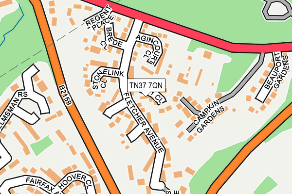 TN37 7QN map - OS OpenMap – Local (Ordnance Survey) TN37 7QN map - OS OpenMap – Local (Ordnance Survey)