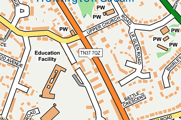TN37 7QZ map - OS OpenMap – Local (Ordnance Survey) TN37 7QZ map - OS OpenMap – Local (Ordnance Survey)