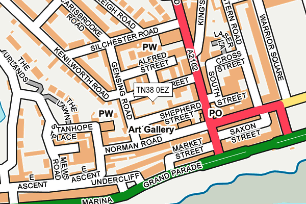TN38 0EZ map - OS OpenMap – Local (Ordnance Survey)