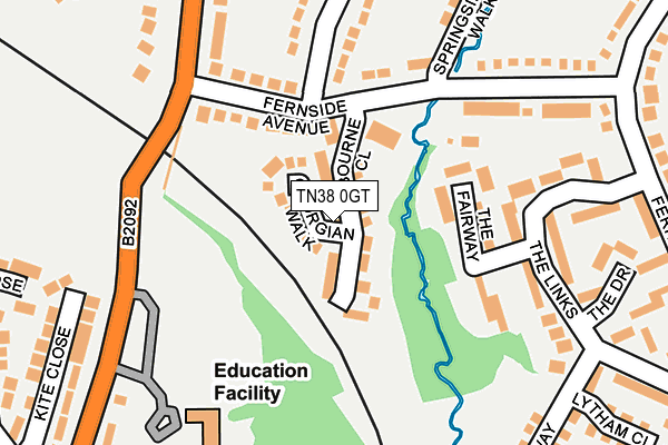 TN38 0GT map - OS OpenMap – Local (Ordnance Survey)