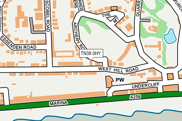 TN38 0HY map - OS OpenMap – Local (Ordnance Survey) TN38 0HY map - OS OpenMap – Local (Ordnance Survey)